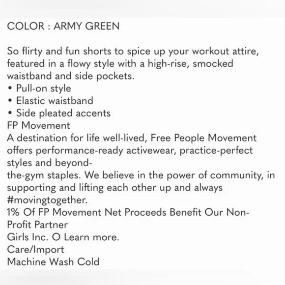 Free People Movement Get Your Flirt on Athletic Short Army Green . XS - Picture 6 of 12